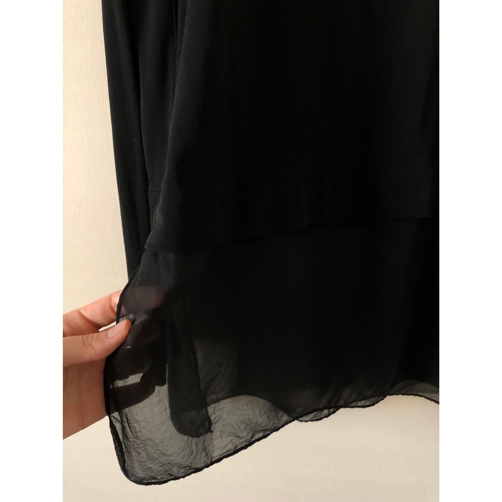 👚 Eileen Fisher Black Sheer Bottom Blouse - Picture 2 of 4